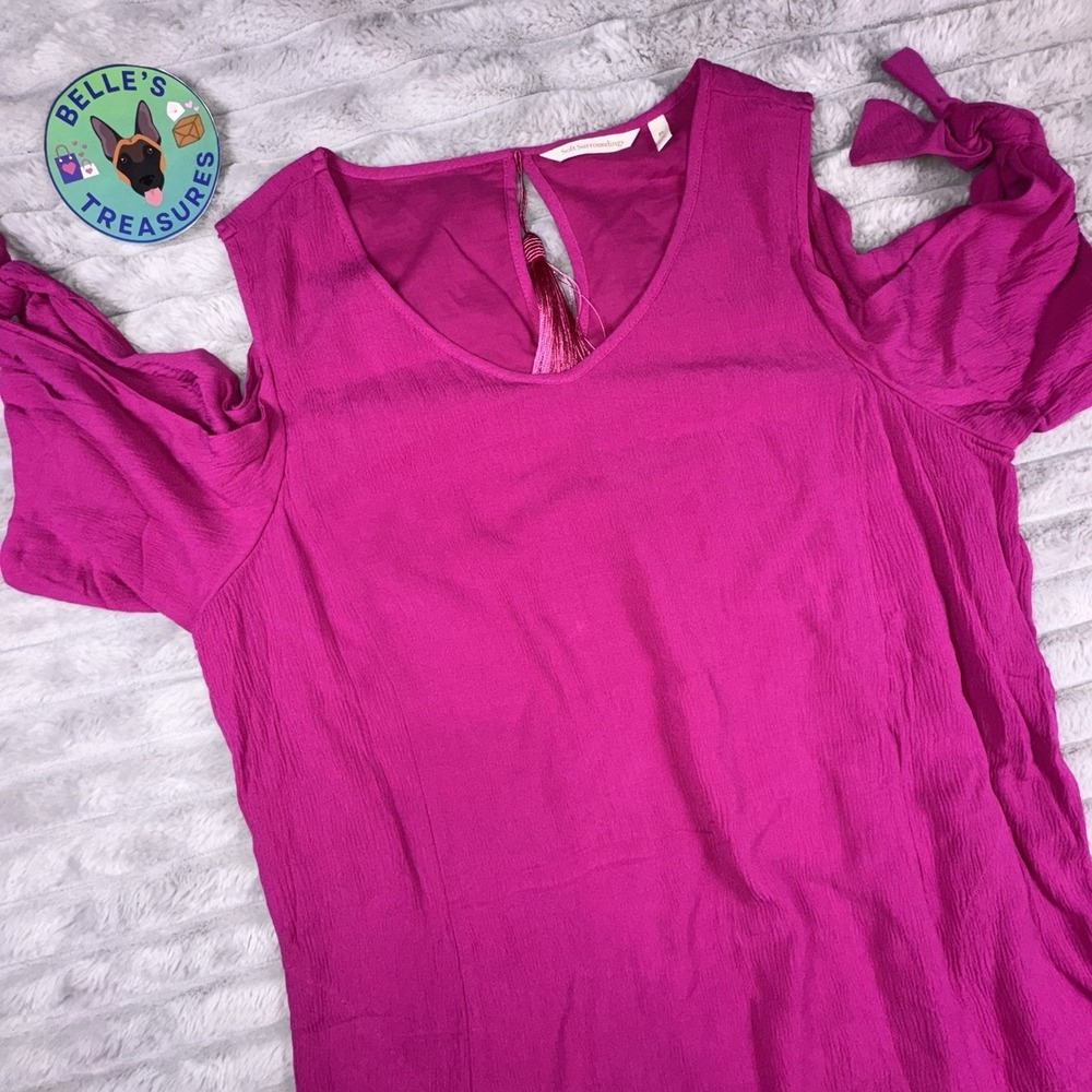 SOFT SURROUNDINGS Destin Gauze Women's Large P Pink Cold Shoulder‎ Pink Dress